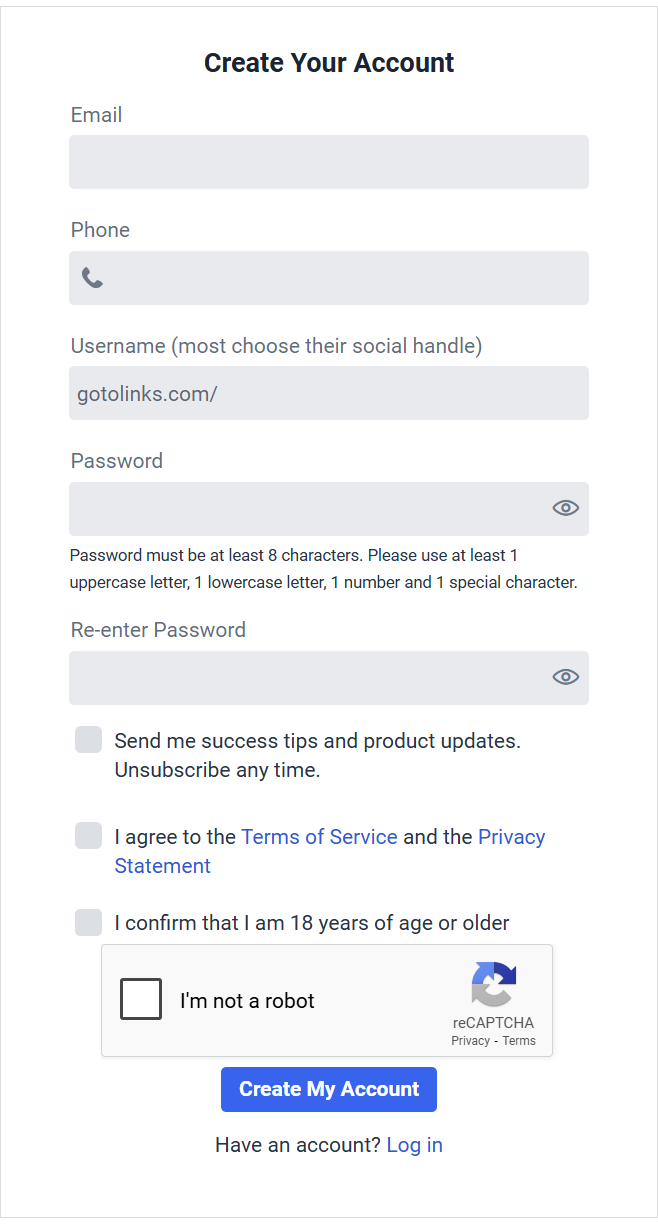 this is the sign up page pic
